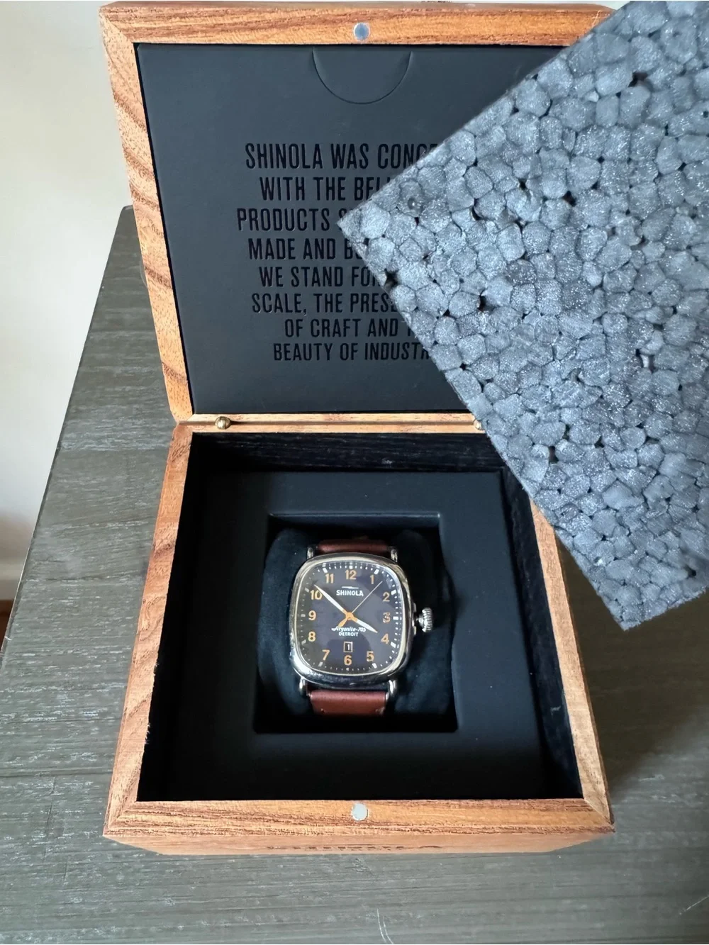 Shinola Midnight Blue Dial Stainless Steel Case Brown Leather Strap Watch